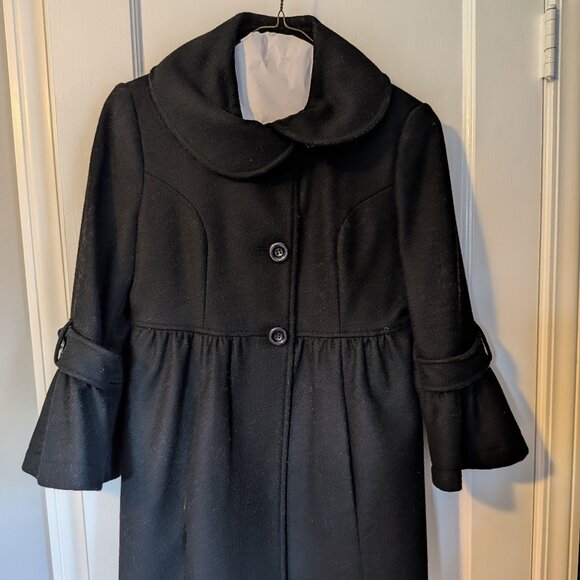 Women wool swing style coat jacket, black, size 6 - Picture 1 of 3